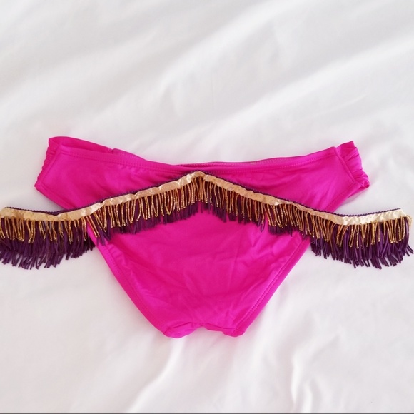 Hand Embellish Bikini w/Layered Gold/Purple Fringe - Picture 3 of 4